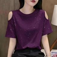 Women's Gypsy T-Shirt - Fashionable Off-Shoulder Top with Short Sleeves