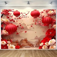 Happy Chinese New Year Decorations 2026CNY Decoration 新年裝飾恭喜发财Kain Latar Belakang Perayaan Cina Trad