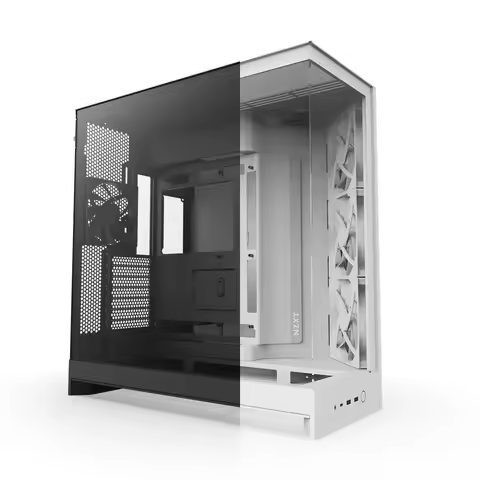 2025 New NZ/XT H9 Flow Black White Mid-Tower ATX Gaming Glass View PC Case with 4 Pre-installed Fans