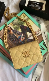低過原價 Chanel 20cm 22 cf 小雞黃 銀包 mini bag woc wallet on chain clutch classic flap 廢包