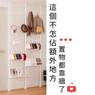 頂天立地置物架, 衣帽架鞋櫈二合一|Ceiling Floor Rod Partition Shelving, Clothes Caps Rack, Shoes Rack All in One