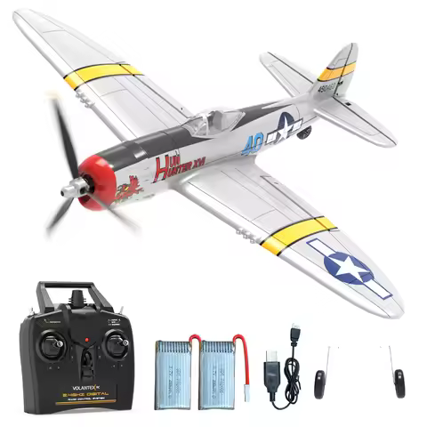 VOLANTEXRC RC Airplane 2.4GHz 4CH P-47 Thunderbolt One Key Aerobatic Remote Control Plane For Beginn