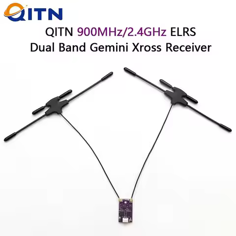 1/5PCS QITN 915MHz 2.4Ghz ELRS Dual Band Gemini Receiver Buint-in ESP32-D4 LR1121 TCXO chip For RX F
