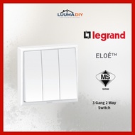 Legrand ELOE Series 3 Gang 2 Way Switch Socket & Socket Outlet Suis Socket
