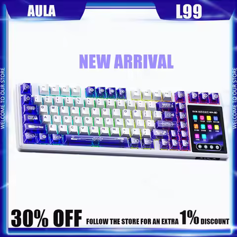 Aula L99 Mechanical Keyboard Wireless Tri Mode E-sports Gaming Customized RGB Backlit Hot-Swappable 