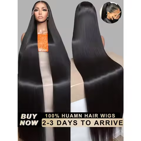 220 Density 40 44 Inch13x6 HD Bone Straight Lace Frontal Human Hair Wigs Brazilian Black 360 Full La