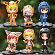 6Pcs/Set Q Ver. Naruto Anime Figure Wear Hoodie Cosplay Toy Gaara Uzumaki Naruto Kakashi Itachi Action Figurines Model Doll Gift