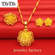 Gold Chain 916 Gold Necklace Ladies Lotus Pendant Jewelry Set New Year Gift
