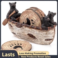Set of 6 Full Size Bear Coasters, Rustic Lodge Style Lack Bear  Decorations for the Home