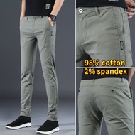 【Ready Stock】cotton seluar slack lelaki slim fit Elastic straight cut pants seluar kerja panjang kor