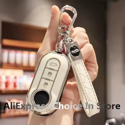 Soft TPU Car Key Fob Cover with Keychain for Fiat 500 Boyue Bravo Iveco Olsen Protector Shell Access