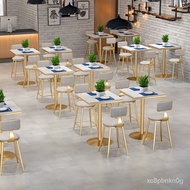 W-8&amp; Nordic Simple New Marble Dining Bar Milk Tea Shop Fast Food Table and Chair Commercial Table Dessert Coffee Shop St