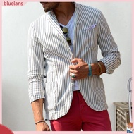   Men Striped Blazer Slim Fit Suit Coat Stylish Men's Striped Suit Coat with Pockets Formal Business Blazer for Southeast Asian Buyers