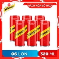 LỐC 6 LON NƯỚC SODA HƯƠNG GỪNG DRY GINGER ALE SCHWEPPES 320ML