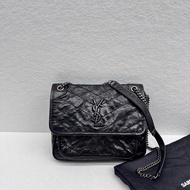 YSL Niki黑銀So black 小號Vintage 銀鏈非常酷