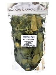 Treasures Kaffir Lime - Dried Leaves - Gondhoraj Lemon - Makrut - 100% Pure From India (25g)