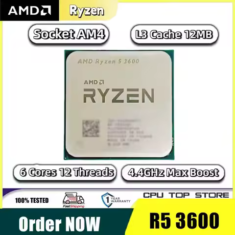 AMD Ryzen 5 3600 Unlocked 6-Core 12-Thread 4.4GHz Desktop CPU - AM4 Socket Gaming Processor - No Pac