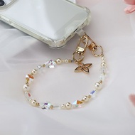 【法式串珠】心月珍珠串珠腕繩 手機腕繩 手機腕繩 贈香檳金墊片