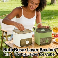Ice Storage Box 2 In 1 Large Ice Cube Mold Box Double Layer Ice Cube Ice Cube