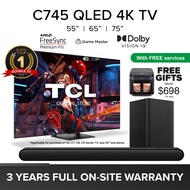 New | TCL C745 QLED 4K Google TV 55 65 75 inch | Dolby Vision IQ | Dolby Atmos | Onkyo | MEMC | 144 Hz VRR | Game Master | HDMI 2.1