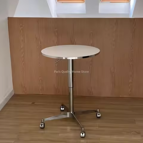Ancient Style Simple Eames Movable Table Silver Edge Small Household Lifting Desk Coffee Shop Table