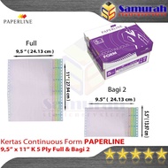 Paperline Continuous Form Paper 9.5 x 11 K5 W Full 2 PLY NCR 9.5 x 11/2 K5 W PRS (Color for 2)