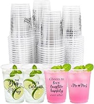 100 Pack Disposable Wedding Plastic Cups 12 oz Mr and Mrs Cheers to Love Cups Drinking Cups for Enga
