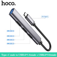 HOCO HB26 4 in 1 Hub HDMI Multiport Adapter Type C Hub With 4 Ports Type-C Male to USB3.0*1 Female + USB2.0*3 Female For Ipad Laptop Tablet OTG Type C Phone Mouse  Keyboard
