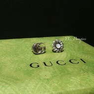 GUCCI 耳環雙G+花卉純銀耳釘527390