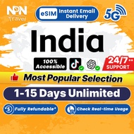 India eSIM Ultra 5-15Days Daily 500MB/2GB Unlimited Data | Instant 24h Email Delivery | High Speed T