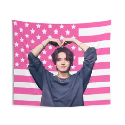 Heeseung Cute Pink American Flag ENHYPEN Concert Banner Kpop Flag Desire Unleash Walk The Line World