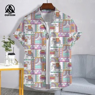 【OUFISUN】2568 เสื้อสงกรานต์ เสื้อฮาวายไซส์ เสื้อช้าง เสื้อลายดอกไม้ ชุดสงกรานต์
