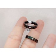 💎💎 4s Grosir Solo || CINCIN TITANIUM HITAM POLOS AKSEN PERMATA