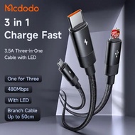 Mcdodo CA 5790 3A Fast Charging Micro ,P ,USB C Charging Cable 3-in-1 Data Nylon Braided Metal USB 2