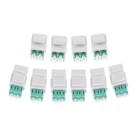 10pcs Duplex LC to LC Fiber Couplers Keystone Jack Inserts with Caps fit OS2 Multimode OM1/OM2/OM3/O