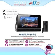 70mai Dash Cam A810S-2 4K HDR Set SET-70MA810S-2 with Sony STARVIS 2, Dual HDR Recording, GPS, ADAS 