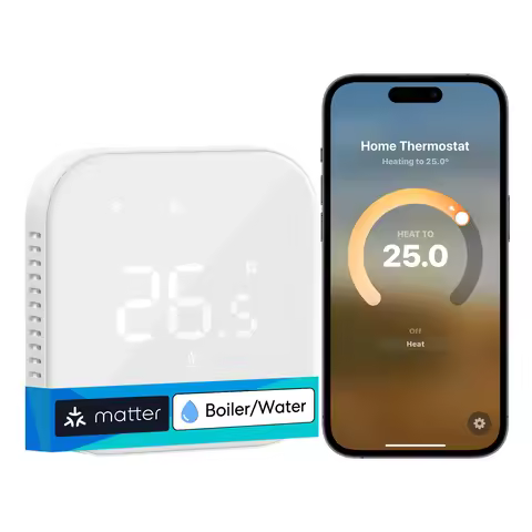 Meross Smart Matter Thermostat MTS215B for Boiler/Water Heating System Works with Homekit Alexa Goog
