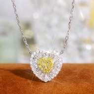 18K金白金鑽石黃鑽項鏈- 心形設計