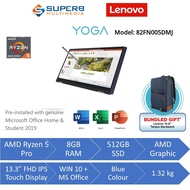 Lenovo Yoga 6 82FN005DMJ Laptop (AMD ryzen 5 pro, 8gb ram, 512gb ssd, 13.3" FHD IPS TOUCH, Win10, OPI, Blue)