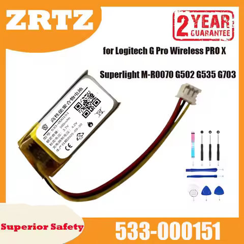 New ZRTZ 533-000151 Battery for Logitech G Pro Wireless PRO X Superlight M-R0070 G502 G535 G703 500m