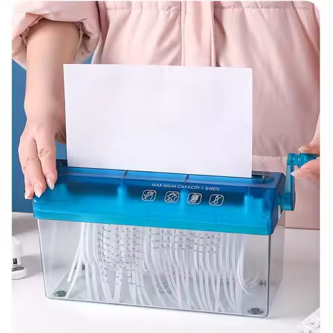 1pc Easy-to-Use Manual Paper Shredder for A4/A6 Sheets | Space-Saving Cross-Cut Design, Non-Slip Bas