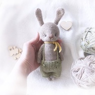 Soft Bunny Doll, Stuffed Rabbit, Woodland Animals with Clothes