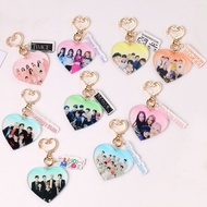 Kpop TWICE Seventeen Straykids Blackpink  NCT  BTS TT EN AESPA Group Heart Shape Acrylic keychain Kpop Merchandise Key Ring