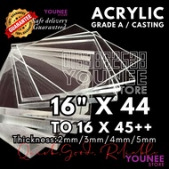 16 x 44 inches to 45++ inches acrylic sheet with 2mm, 3mm 4mm and 5mm / transparent akrilik