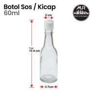 60ml Botol Kaca, Penutup Flip, Glass Bottle with Flipcap - Untuk Madu / Sos / Kicap / Minyak