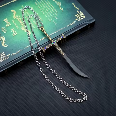 Dracule Mihawk Black Sword Necklace Anime Metal Hawk Eyes Yoru Necklaces Jewelry Pendant Chains Chok