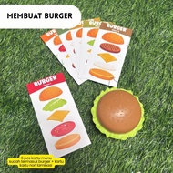 Educational Burger Toy for Children + 6 Menu Cards | Pretend Play Making Burgers | Montessori Cookin