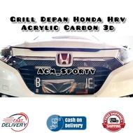 Garnish Grill Depan Honda HRV / Pelindung Grill Mobil Hrv Acrylic Carbon 3d