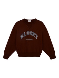 KLOSET Crewneck Sweatshirt (KK22-T002) เสื้อสเวตเตอร์ สกรีนลายโลโก้ KLOSET