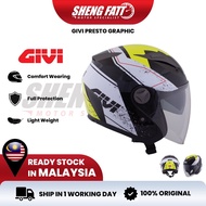 GIVI Presto Graphic Racing Helmet Motor With Visor Topi Keledar Keselamatan Helmet Open Face Original Superbike SIRIM
